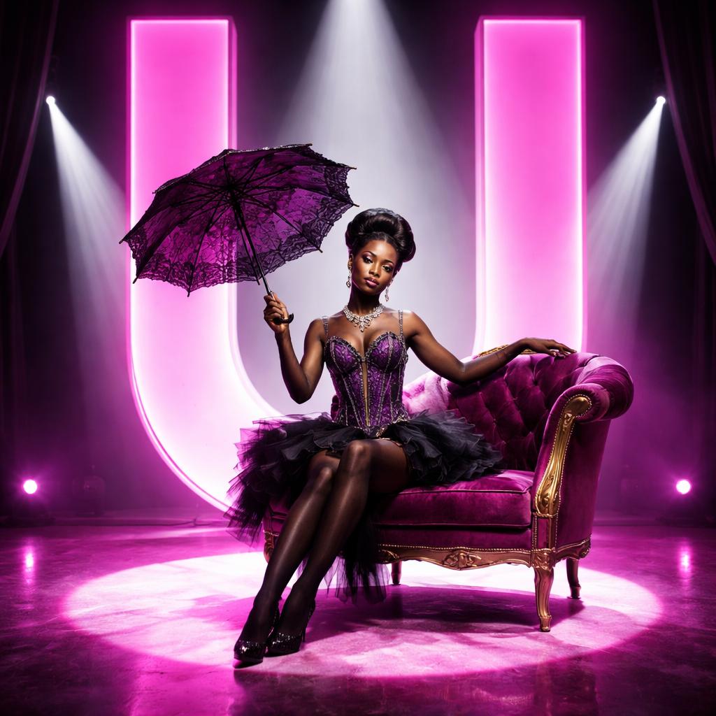 stylish burlesque performer at Chicago wedding reception