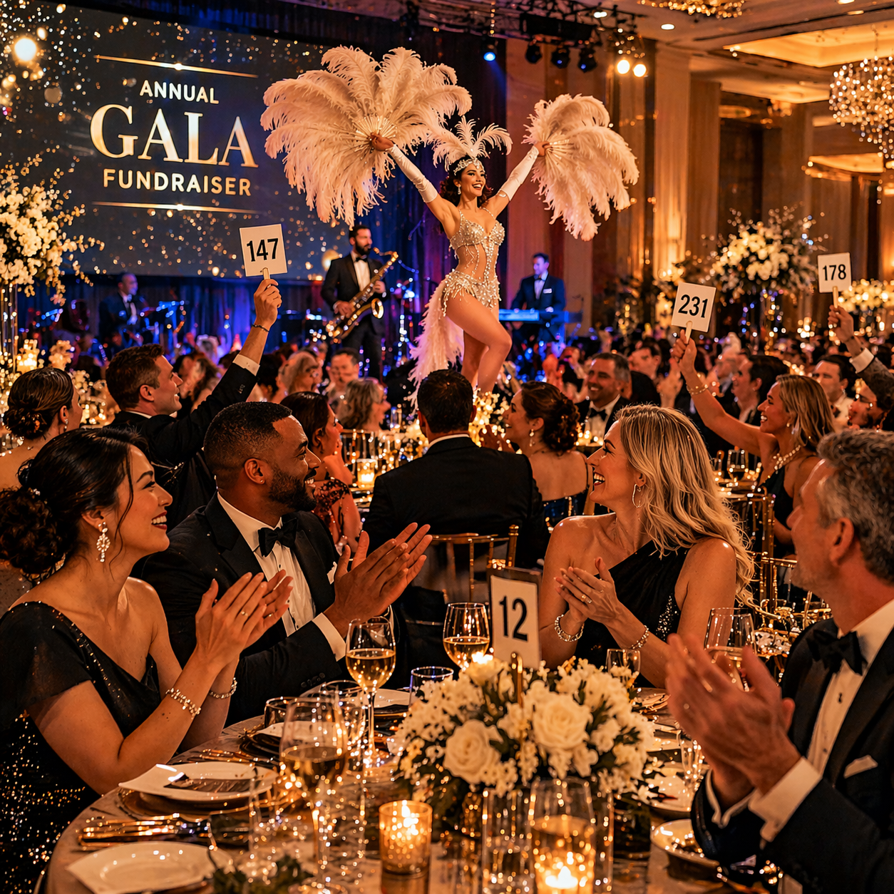 Guests mingling with live performers during immersive event entertainment in Chicago