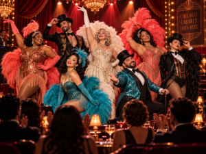 Inclusive Chicago burlesque cabaret show with diverse performers onstage